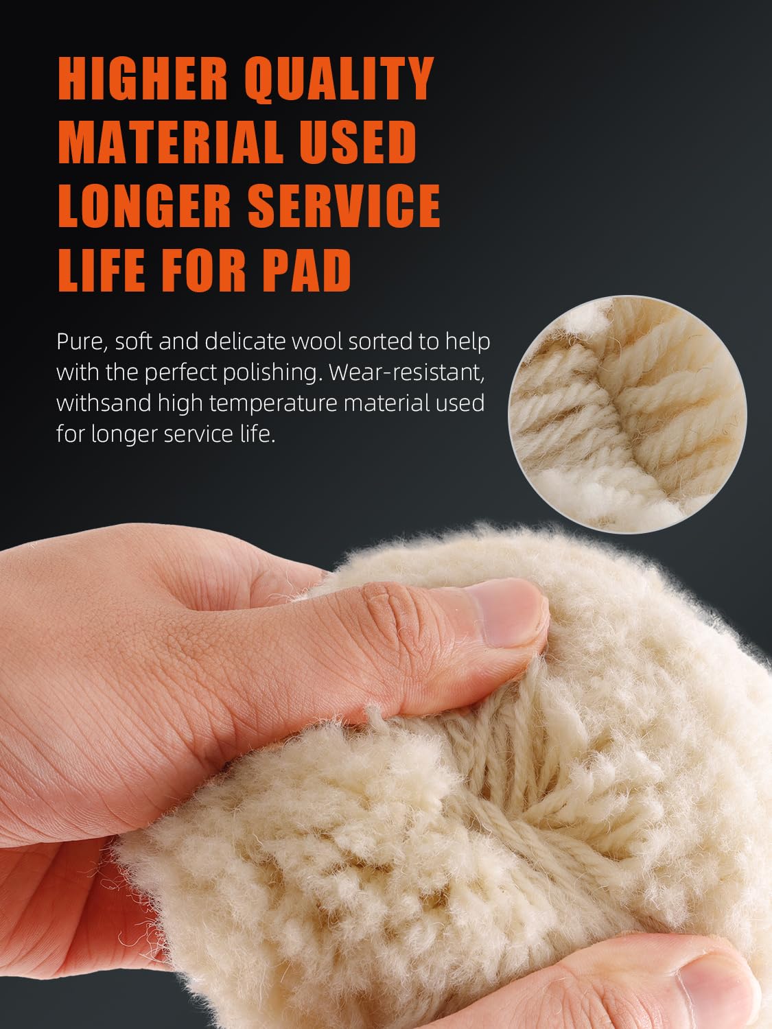 SPTA wool pads with polishing compound showing efficient defect removal benefit