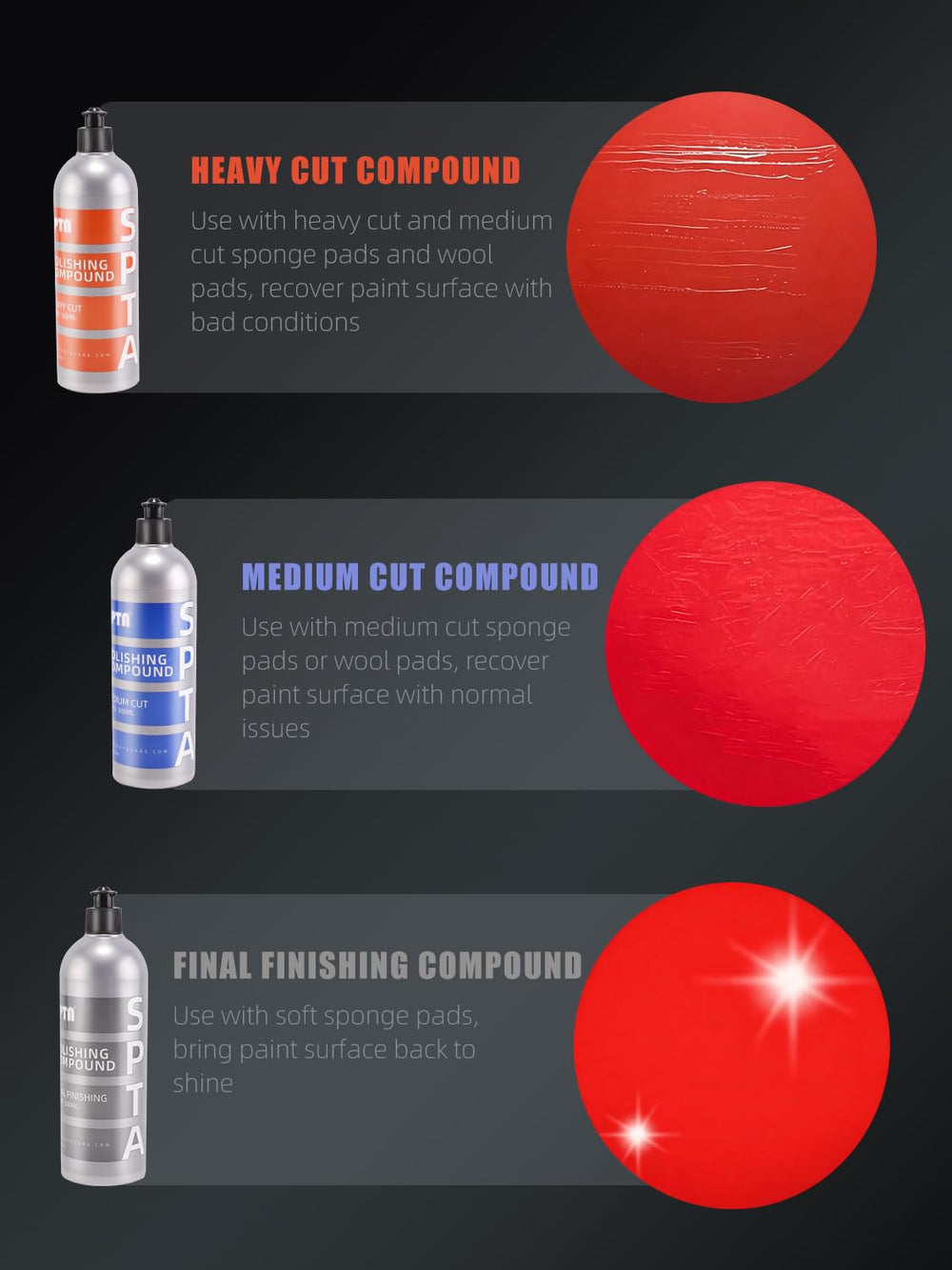 SPTA pour of polishing compound texture showing creamy micro-abrasive formula