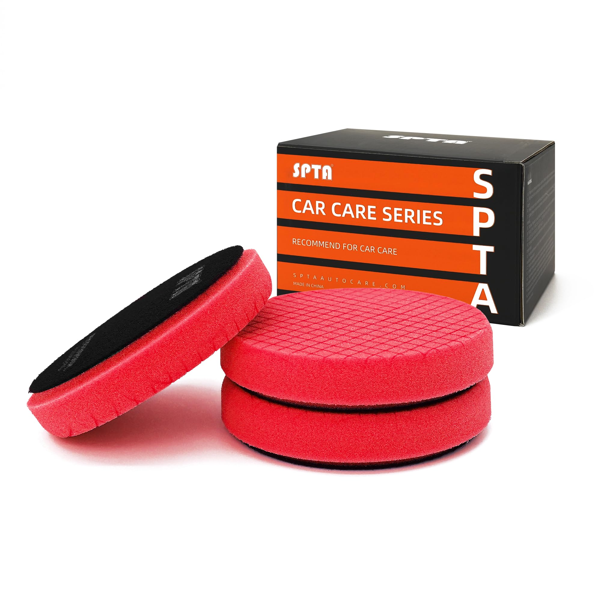SPTA red T10 pad front view showing smooth face for swirl-free finish