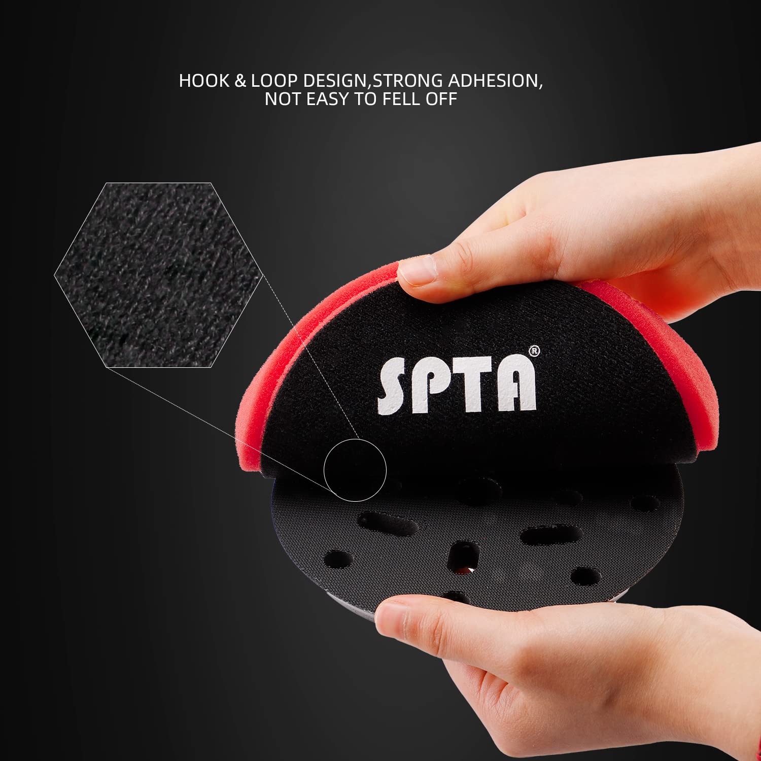 SPTA red T10 attached to 125mm backing plate for polisher compatibility