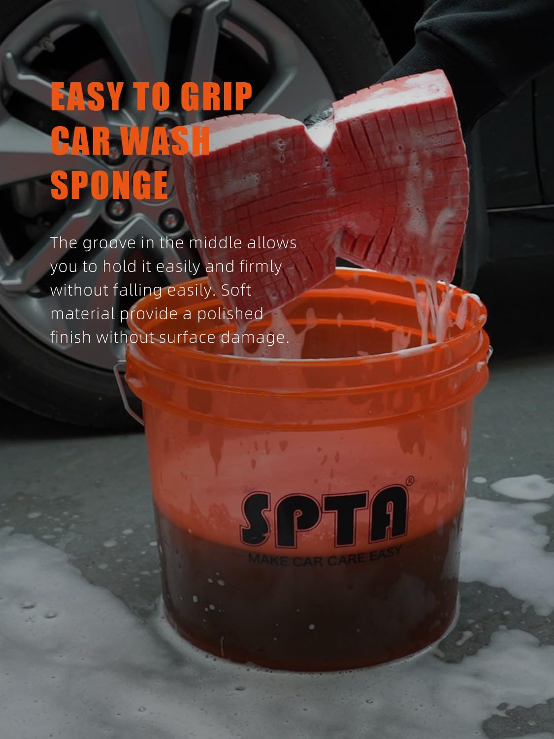 SPTA sponge saturated with soapy foam holding more solution for efficiency