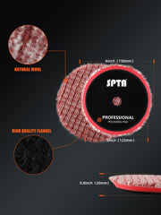 SPTA wool pad close texture highlighting natural wool for faster defect removal
