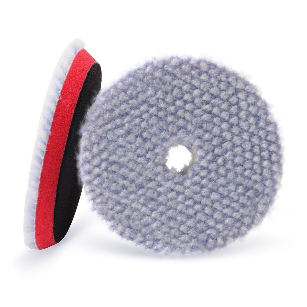 SPTA wool pad front view showing 6 inch size and hook-and-loop backing for secure fit