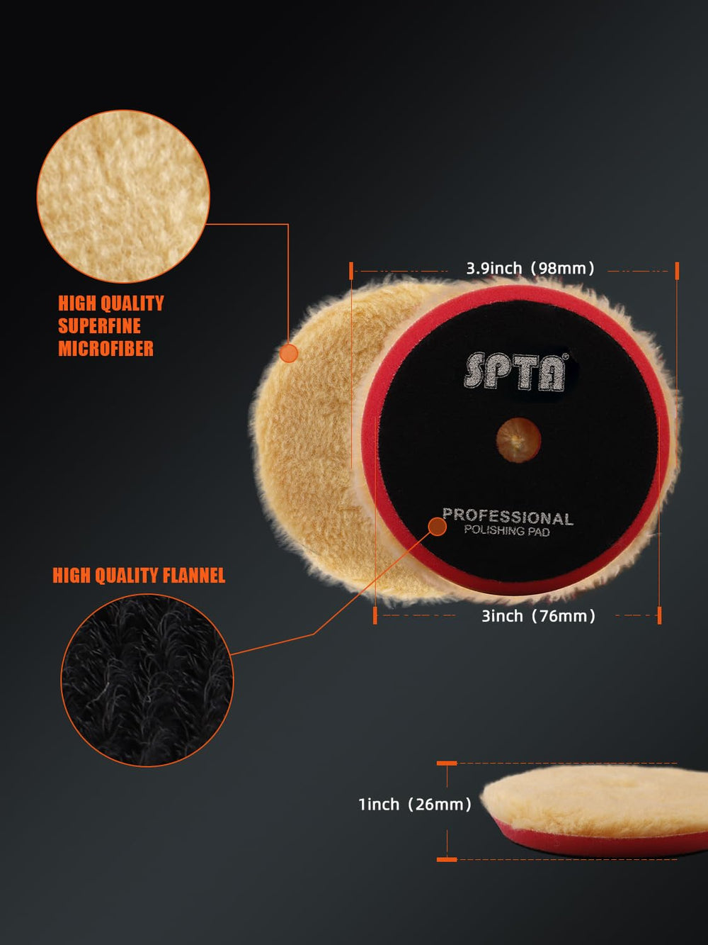 SPTA side profile of wool pad highlighting thickness and edge for controlled polishing