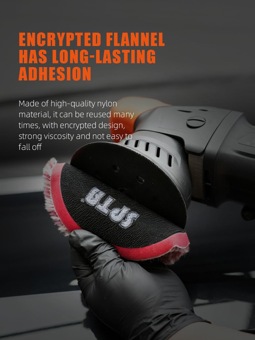 SPTA wool pad with compound on face displaying readiness and improved polishing speed