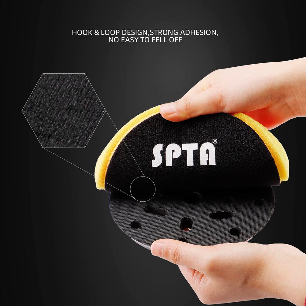 SPTA pad on a DA polisher in use for faster defect removal
