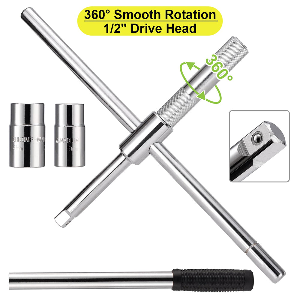 Spurtar extended lug wrench in hand showing added leverage advantage