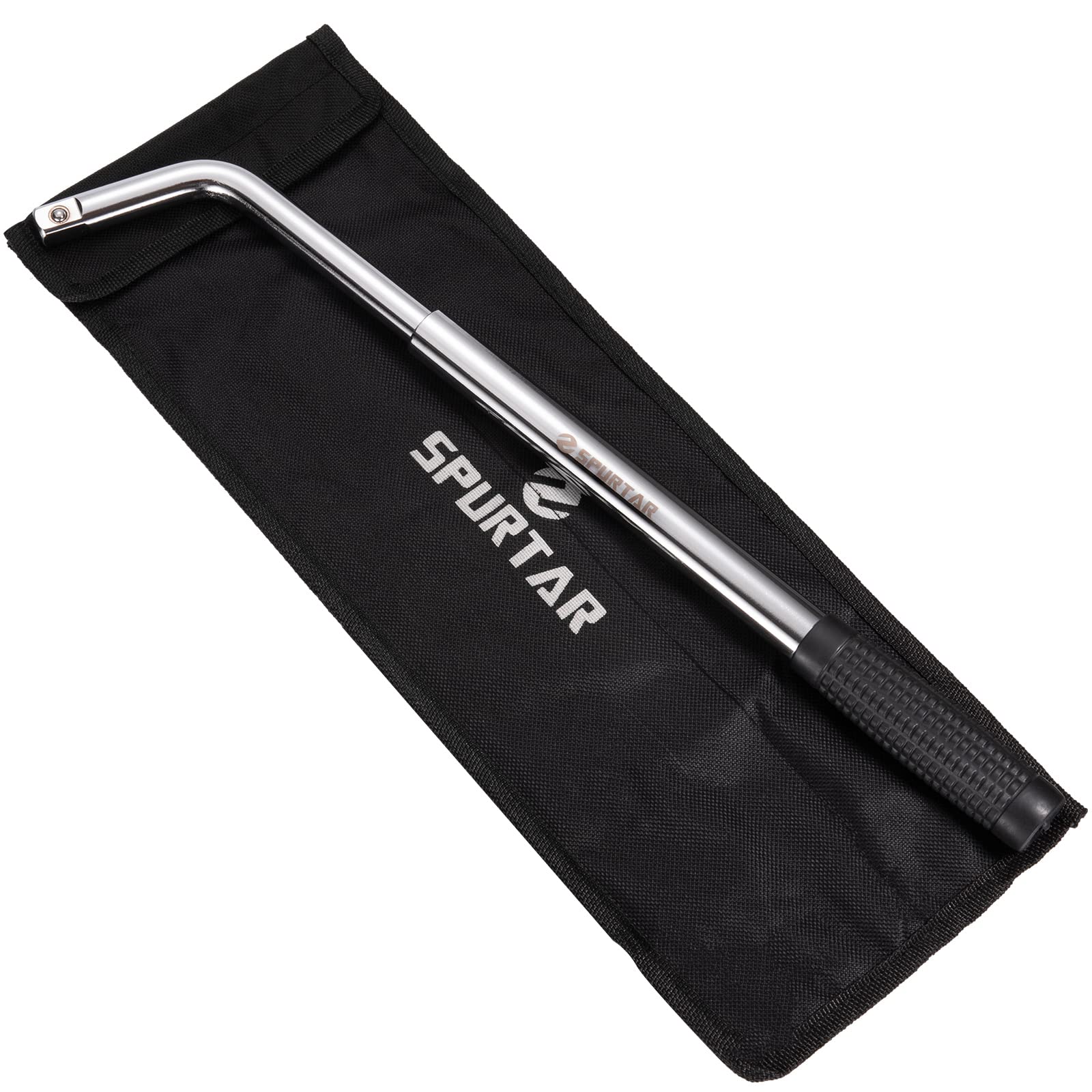 Spurtar lug wrench in use on a wheel delivering torque to loosen a lug nut