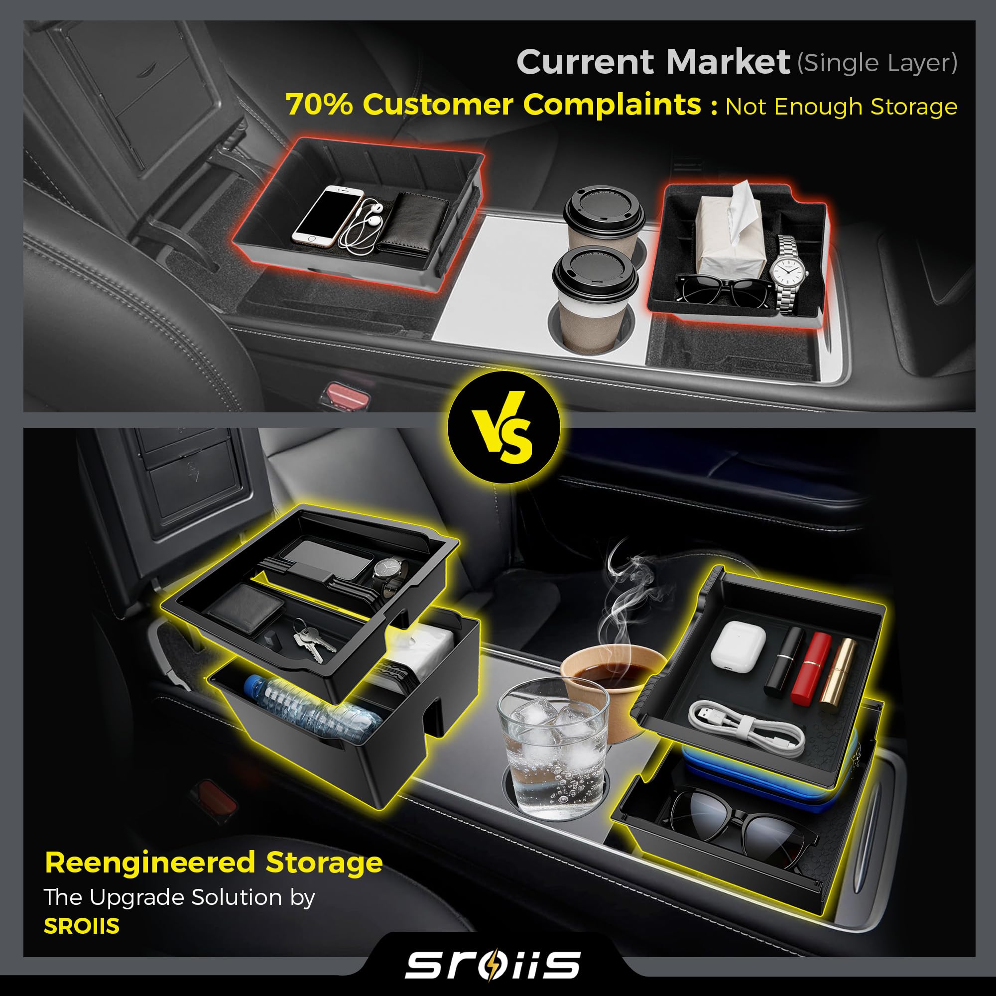 Sroiis lower compartment open revealing hidden storage for valuables