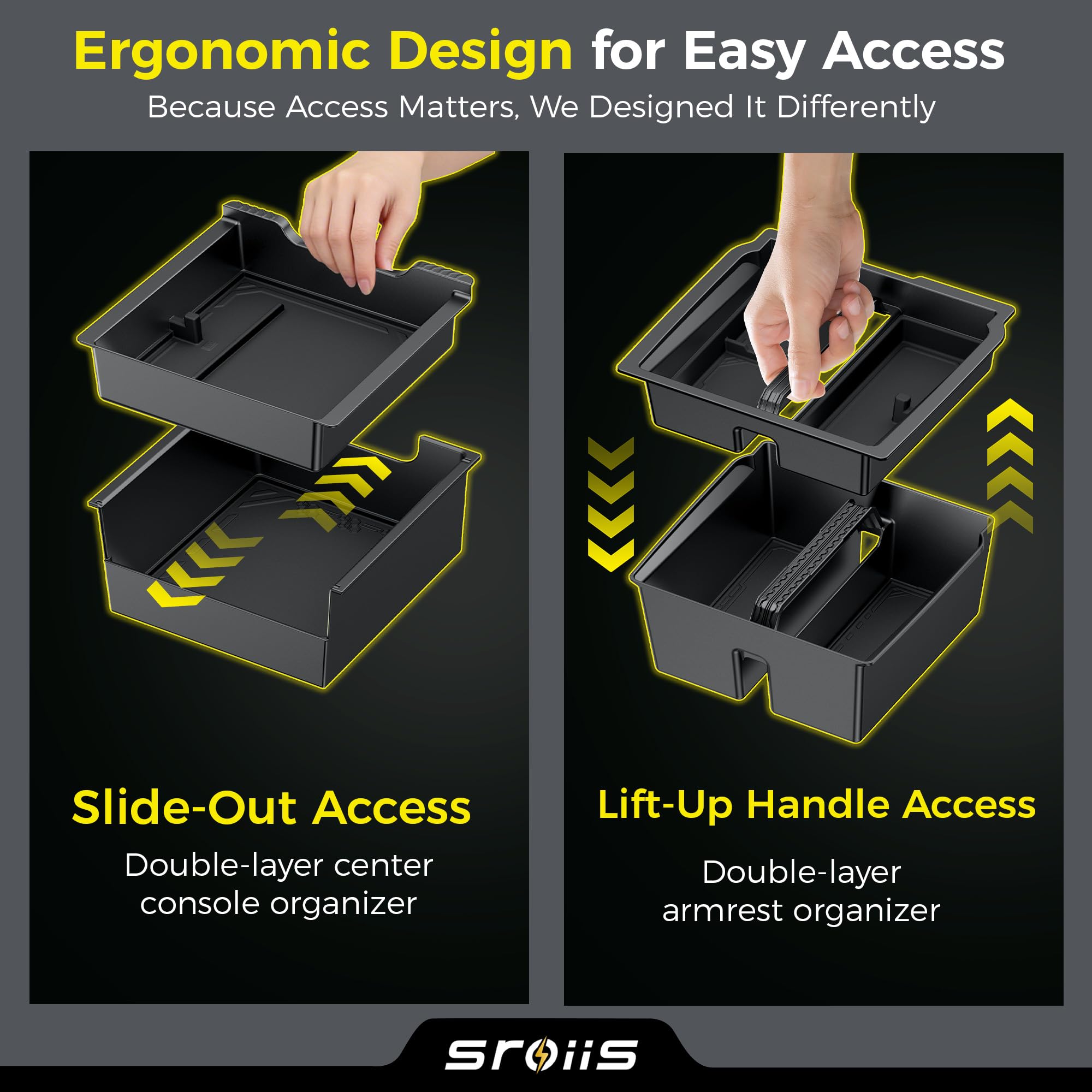 Sroiis size comparison with phone and wallet demonstrating capacity