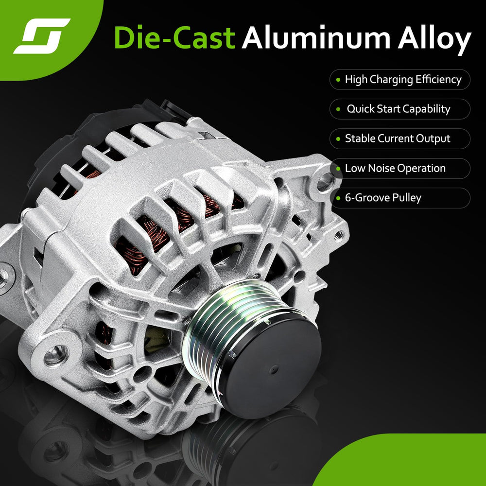 srosant alternator installed in engine bay demonstrating direct-fit replacement
