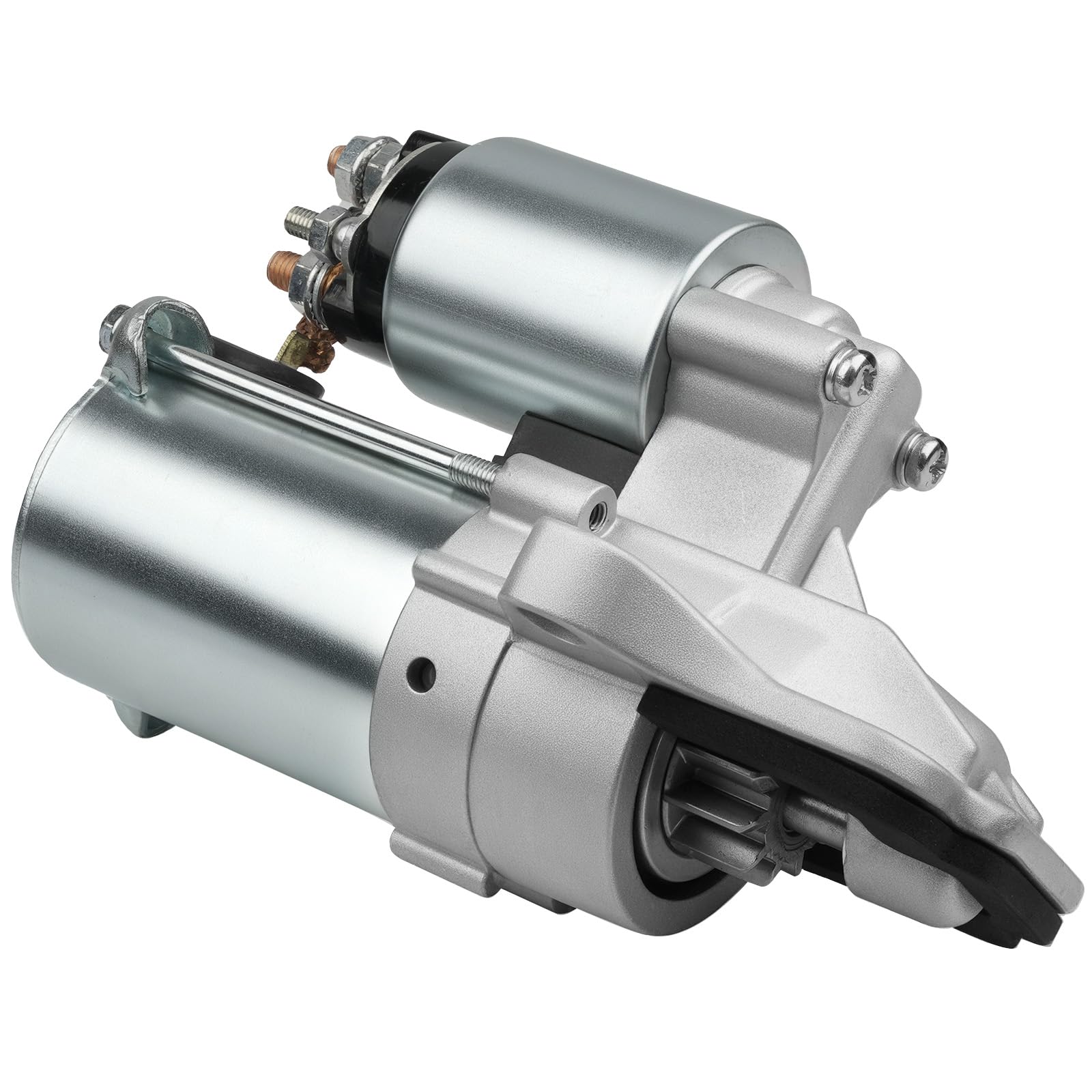 srosant starter front view showing mounting flanges and terminals for easy fitment
