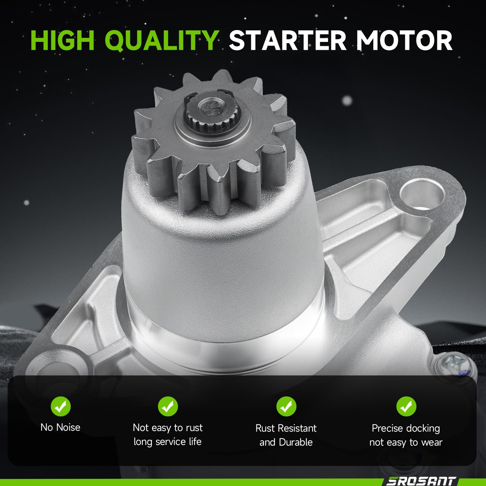 srosant starter installed underhood showing direct-fit replacement
