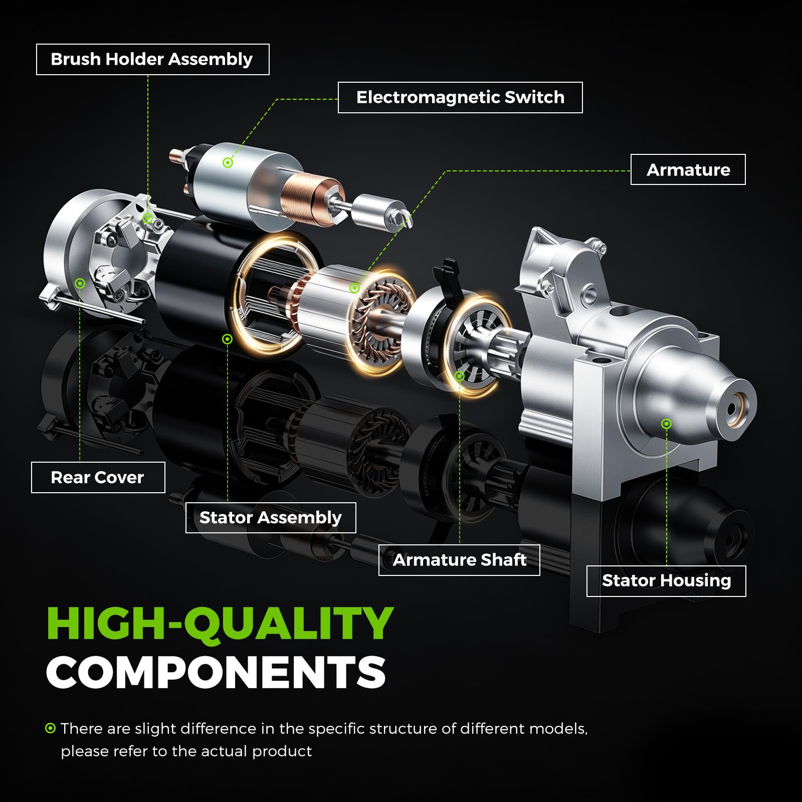 srosant starter label and specs view confirming 12V, 1.4kW and part number for compatibility