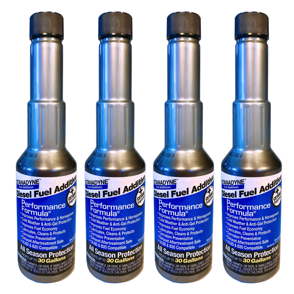 Stanadyne front packaging showing 4 bottles and part number 38564 for easy identification and benefits