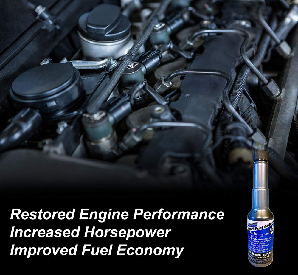 User pouring Stanadyne into a vehicle fuel filler showing quick application and mixing benefit