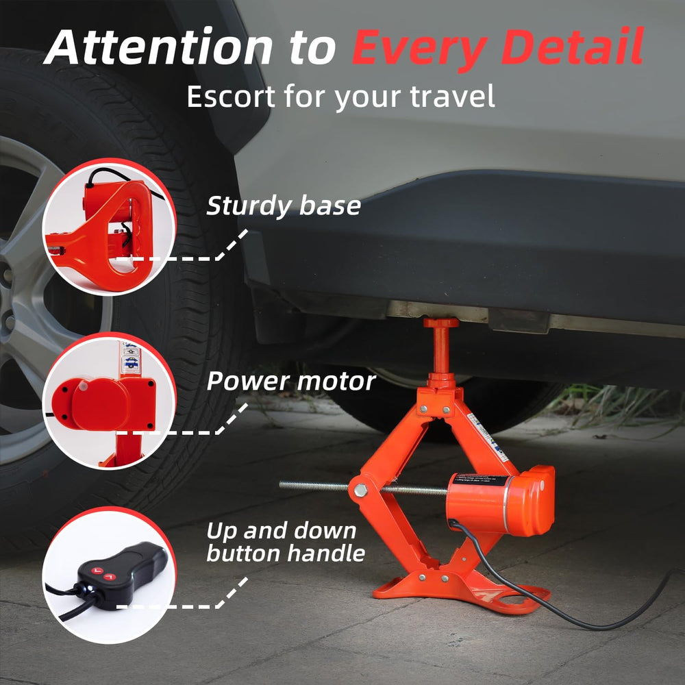 STANDTALL jack beside a sedan showing scale and real-world compatibility benefit