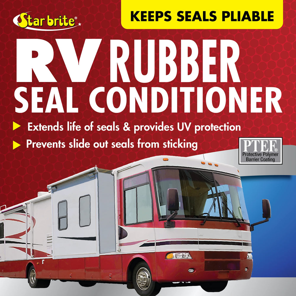 STAR BRITE applying conditioner to RV slide-out seal for smoother operation