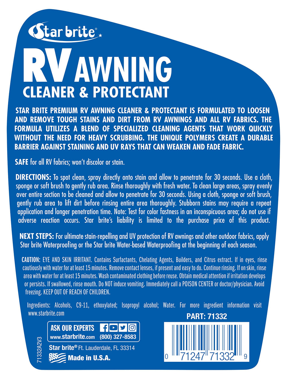 STAR BRITE label close-up highlighting usage directions and features