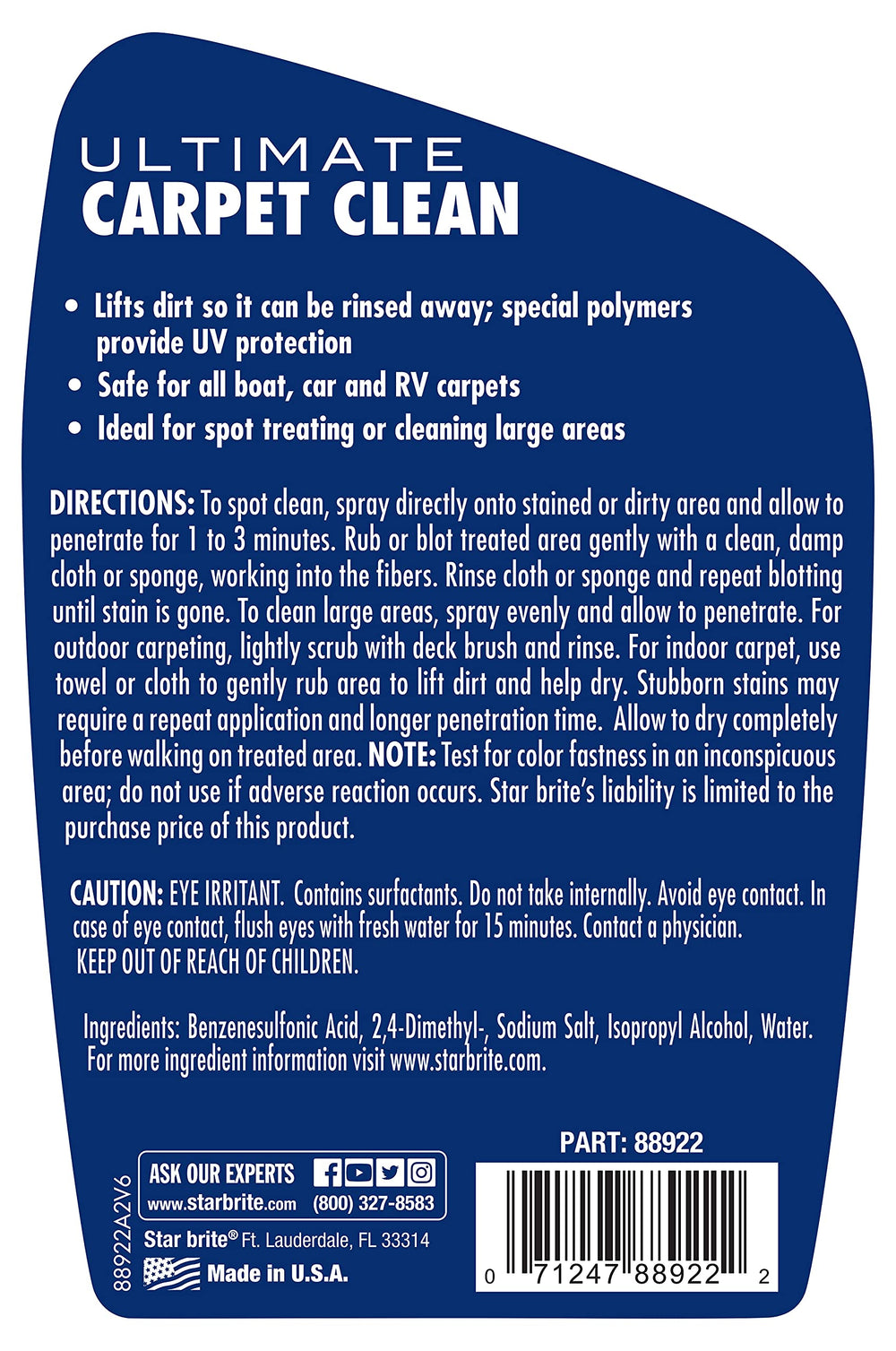 STAR BRITE foam on carpet fibers lifting dirt for quick removal