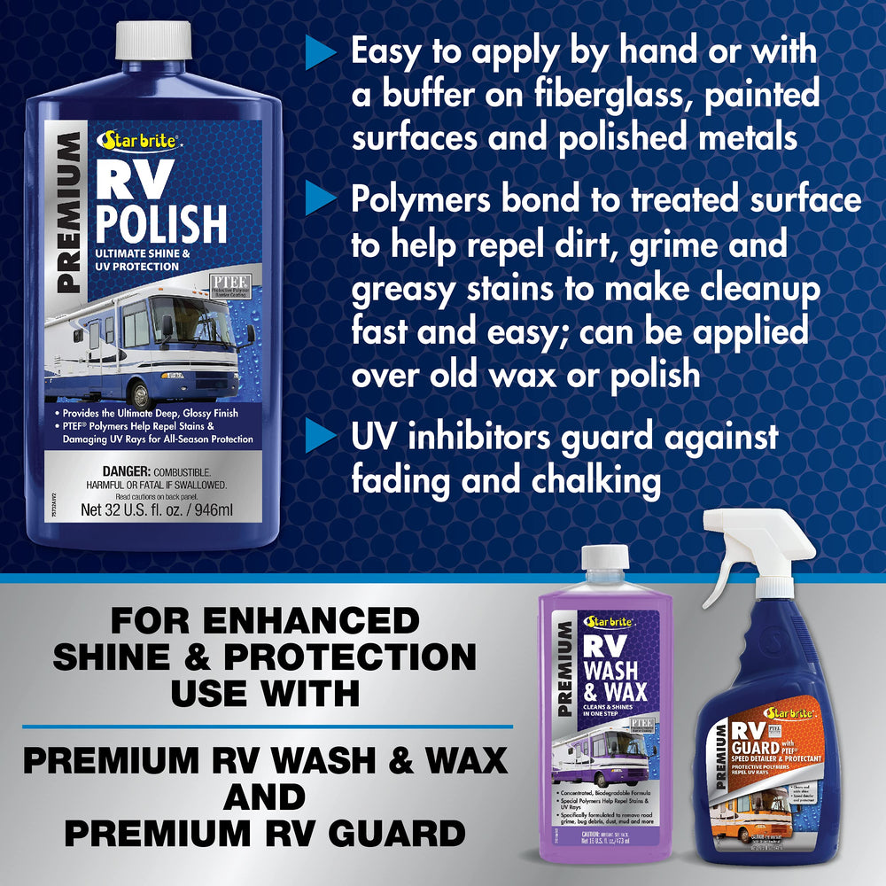 STAR BRITE treated RV panel with water beading showing repellent performance benefit