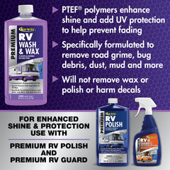 STAR BRITE before and after RV panel showing dirt removal and shine