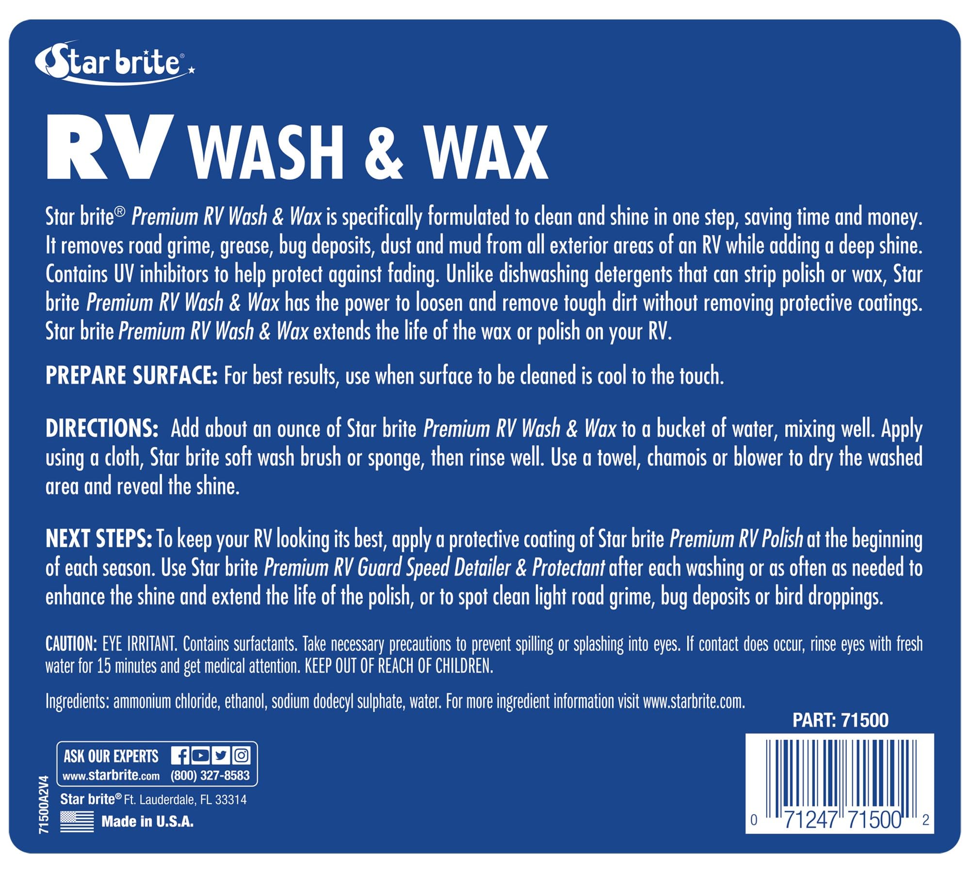 STAR BRITE suds close-up demonstrating cleaning action and gloss benefit