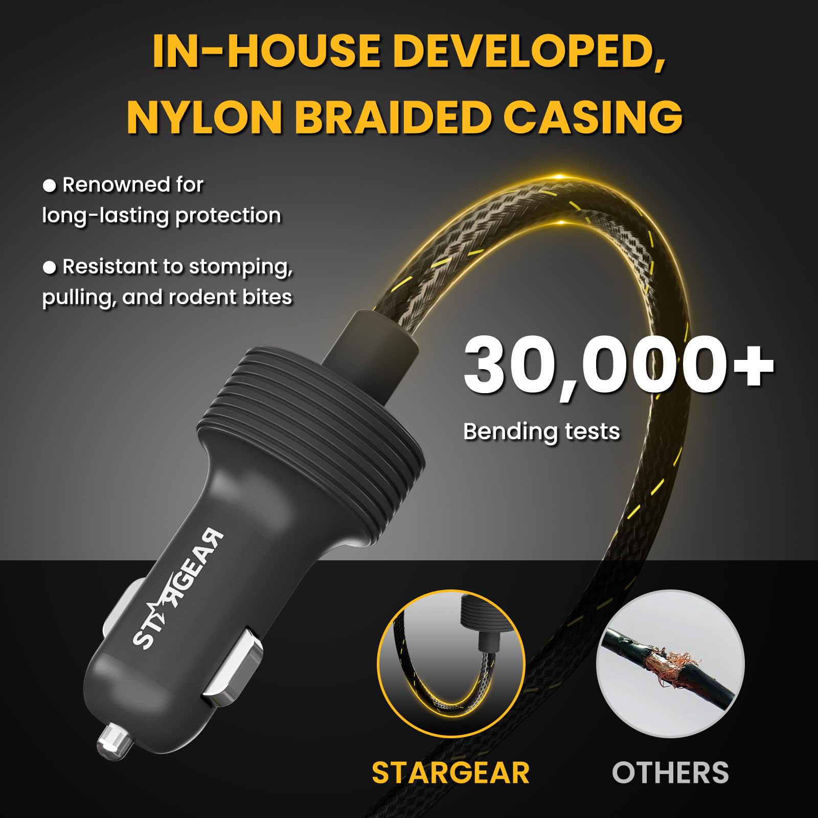 STARGEAR DC plug with waterproof gasket protecting the Starlink connection outdoors