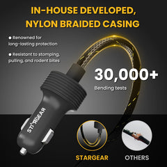 STARGEAR DC plug with waterproof gasket protecting the Starlink connection outdoors