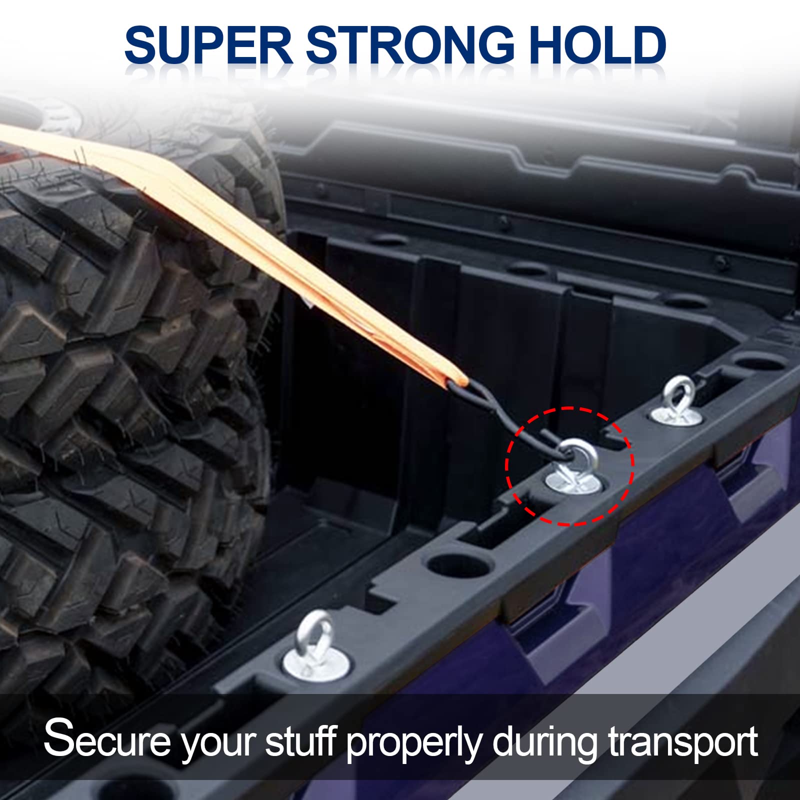 StarknightMT anchor used with straps to secure toolbox showing improved cargo stability