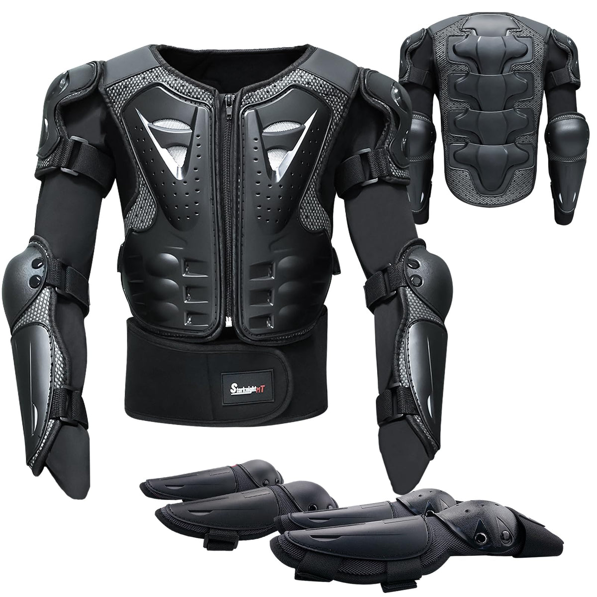 StarknightMT front view showing chest protector and easy zipper on child