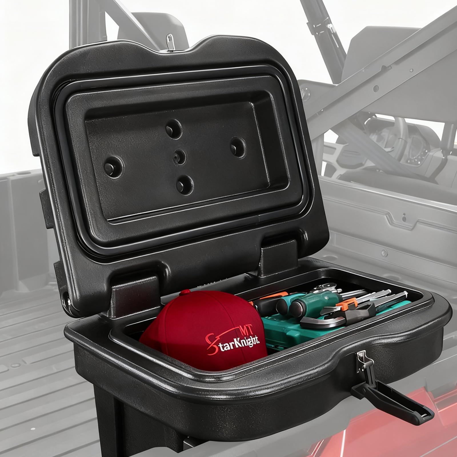 StarknightMT front view on Polaris Ranger showing compact secure storage