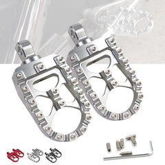 StarknightMT front view of wide fat footpegs showing stable platform and improved comfort