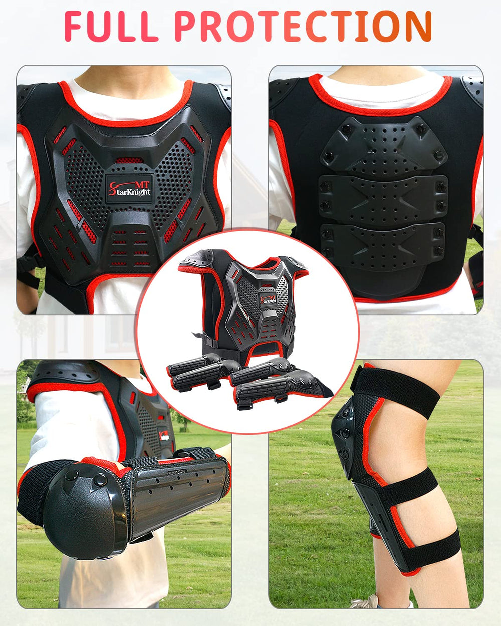 StarknightMT knee and elbow guards laid out to show included pieces