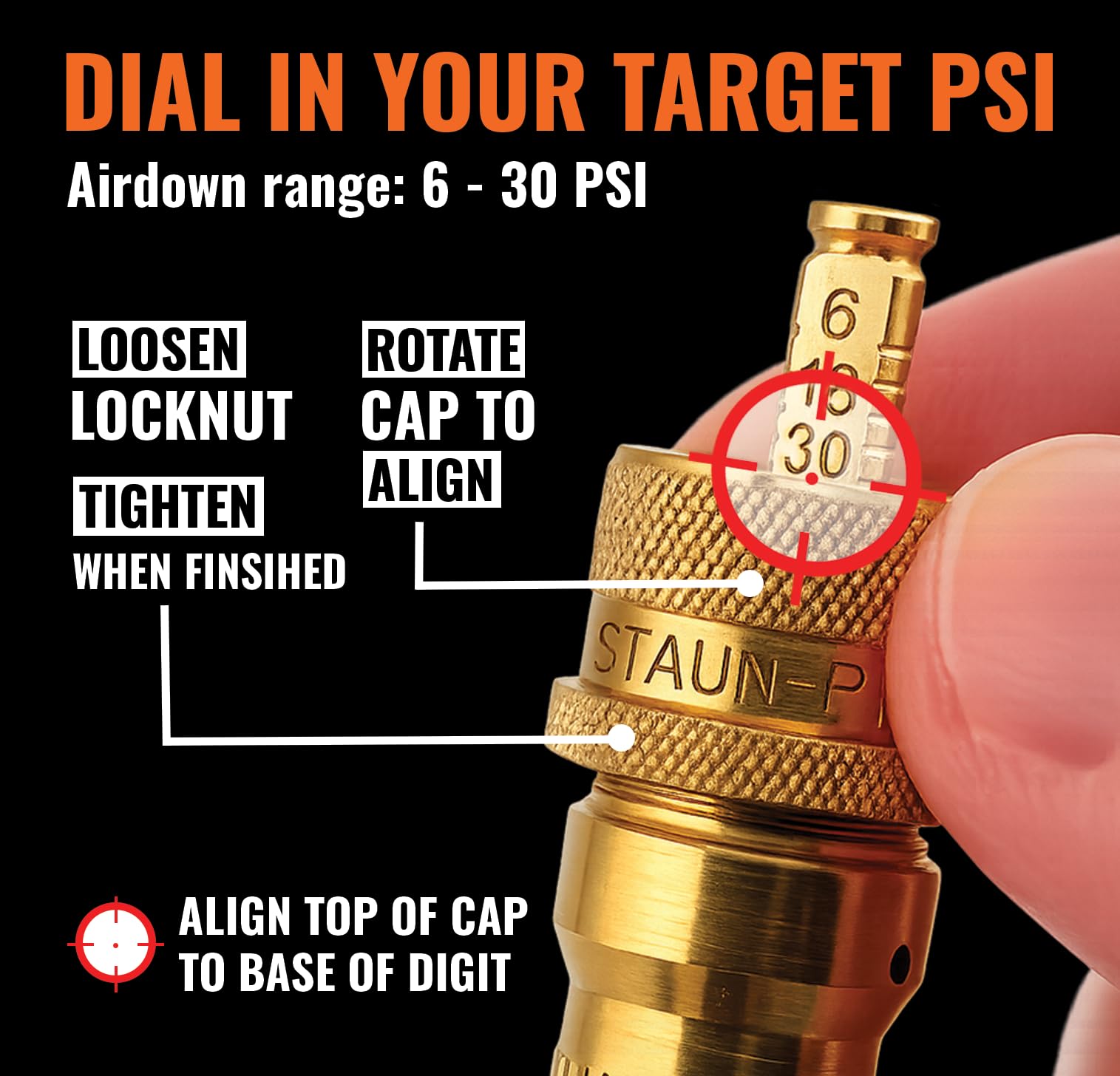 Staun brass nozzle detail demonstrating durable construction and reliable seal
