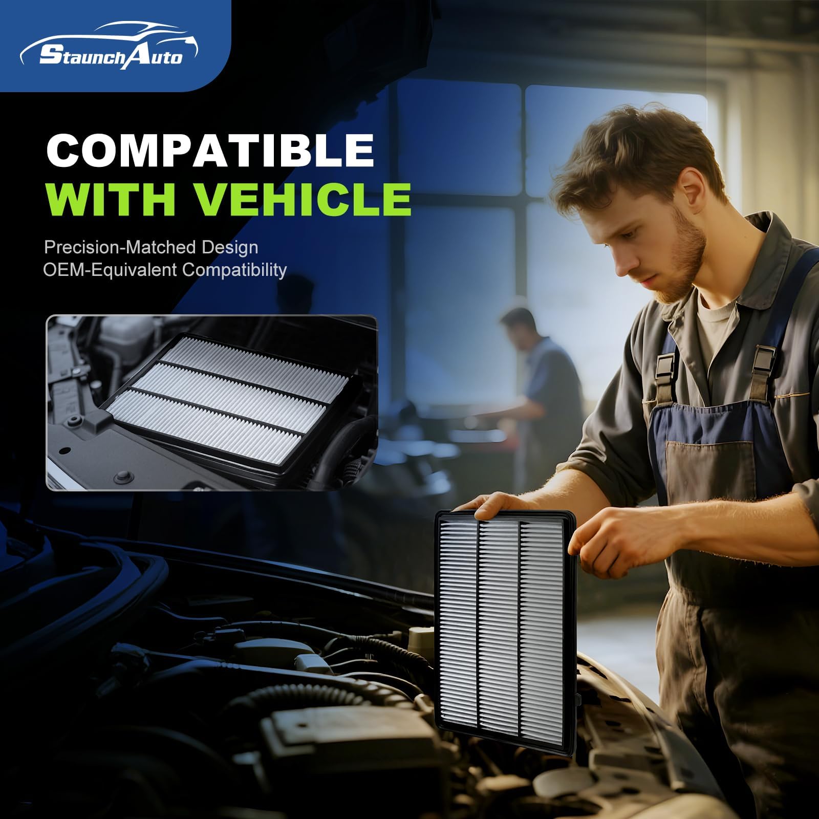 StaunchAuto cabin filter placed near dashboard for easy replacement benefit