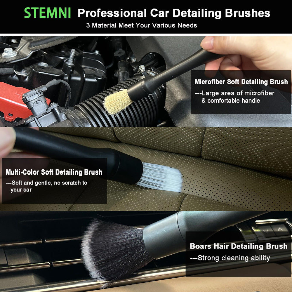 Stemni wheel brush and detailing brushes cleaning tight areas