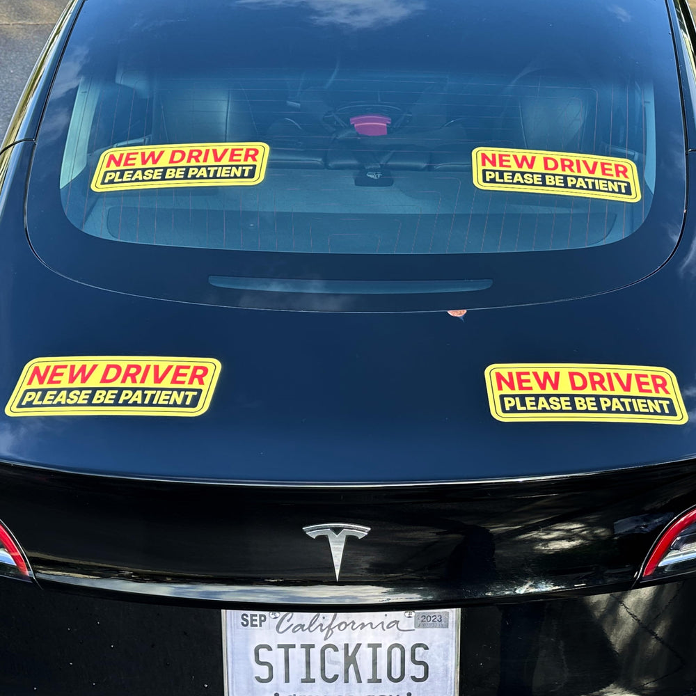 Stickios front packaging showing New Driver sticker for instant identification