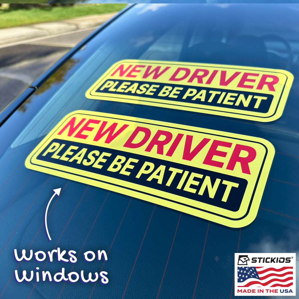 Stickios decal stuck to rear window illustrating easy application and removal