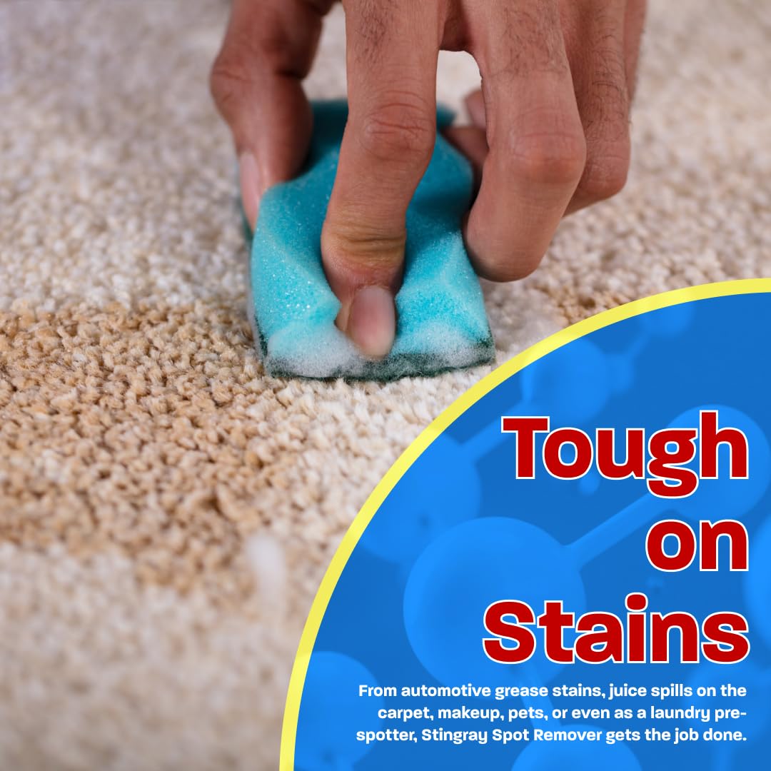 STINGRAY INSTANT SPOT REMOVER fabric before and after showing visible stain lift
