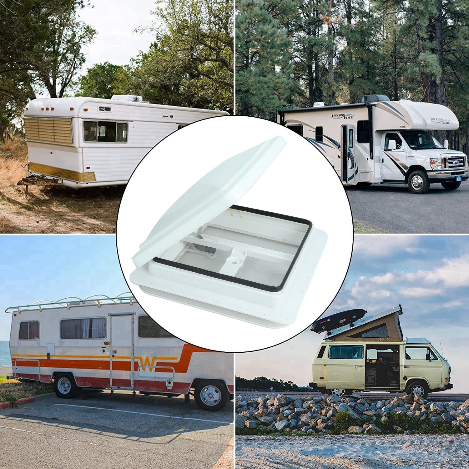 STMGW vent installed on camper roof showing sealed fit and weather protection