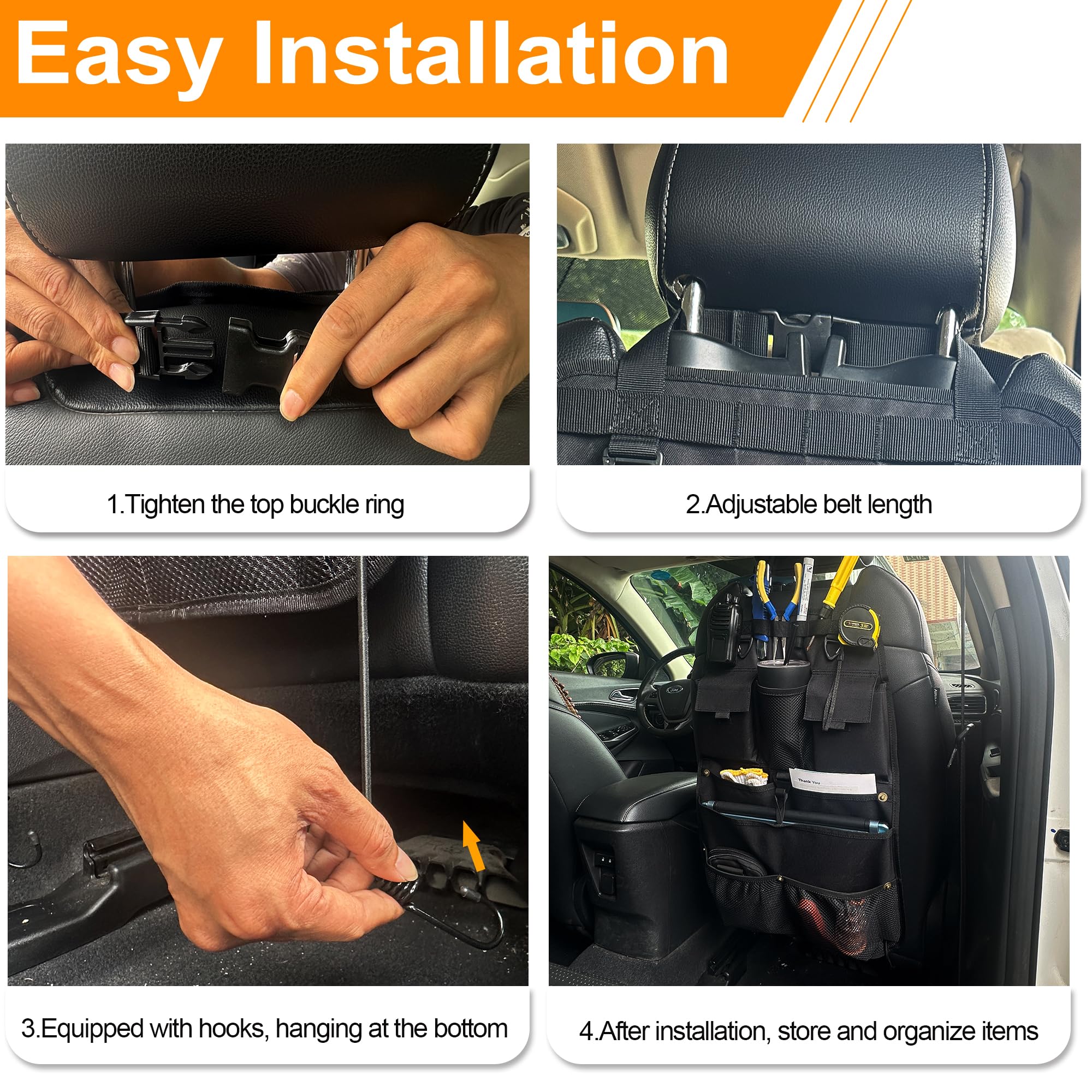 STOLCA installed in SUV backseat demonstrating universal fit and tidy cabin