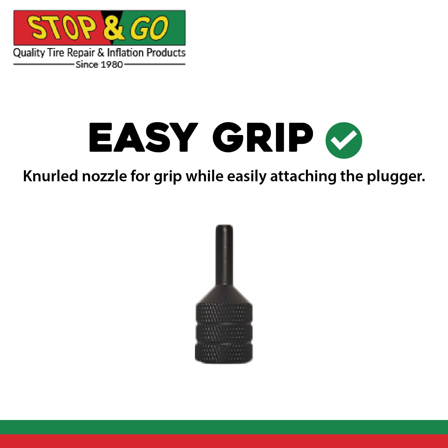 Stop & Go plug installed in tire demo illustrating secure temporary puncture seal