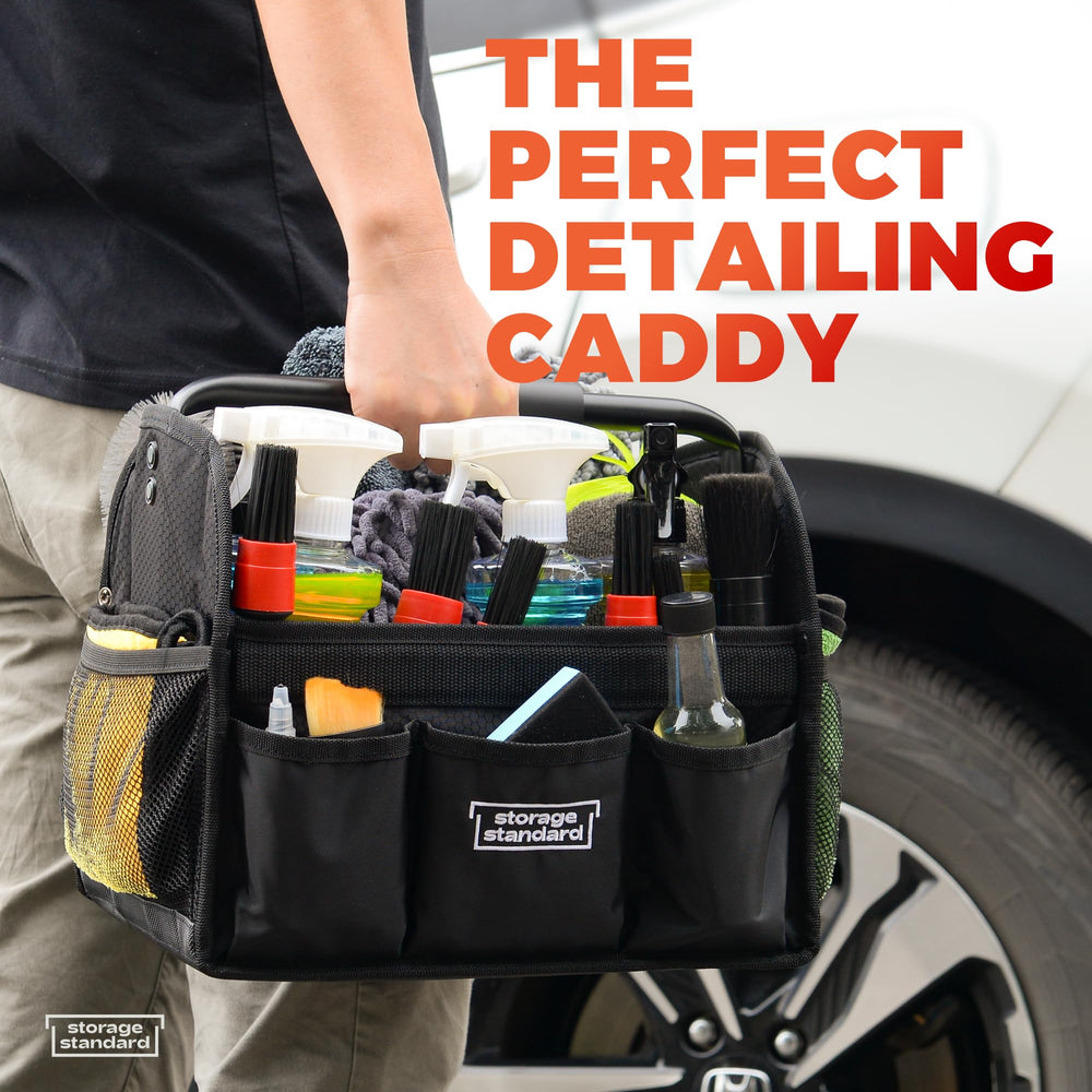 Storage Standard in car detailing setting with tools — professional portability
