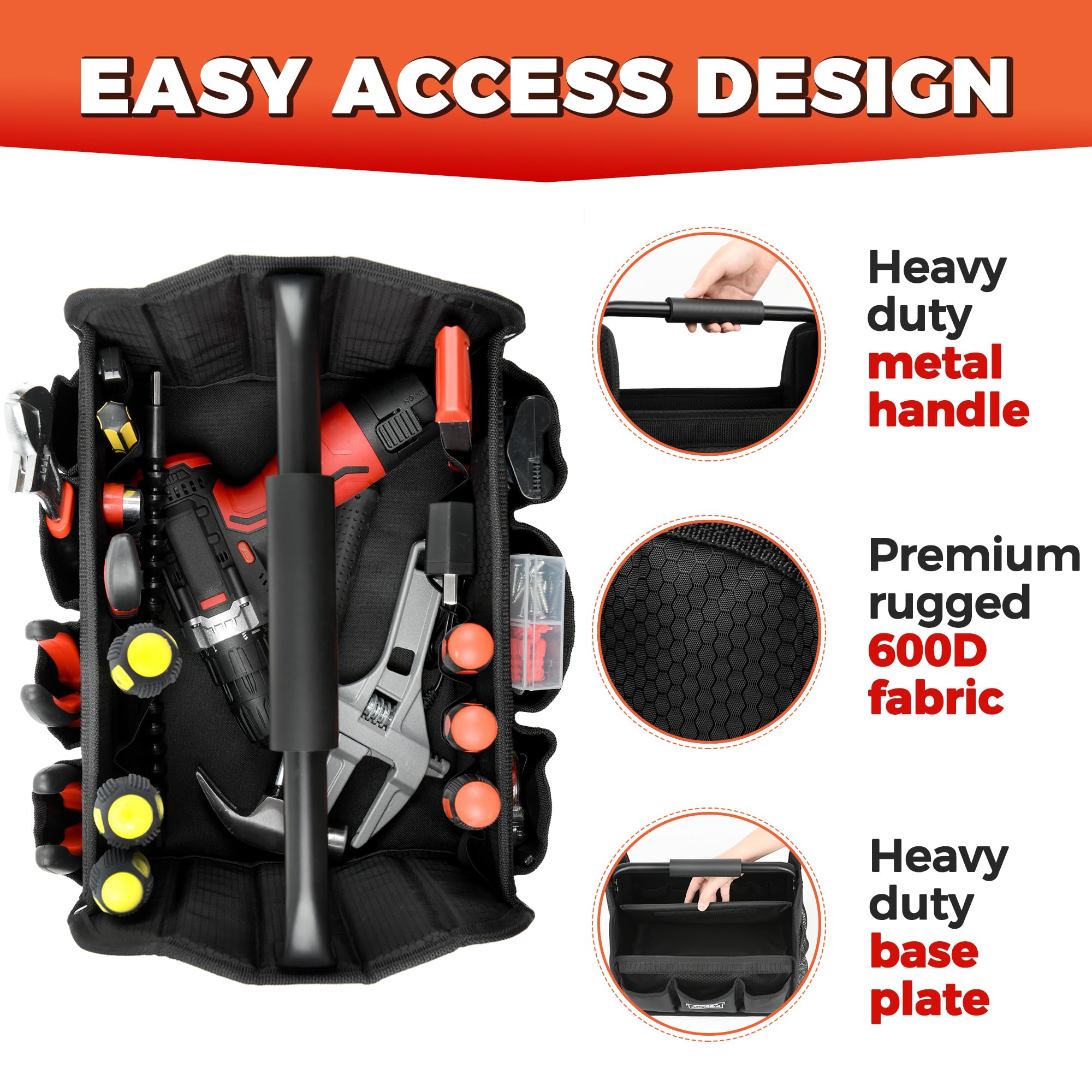 Storage Standard rear pockets filled with bottles — tidy separation of items