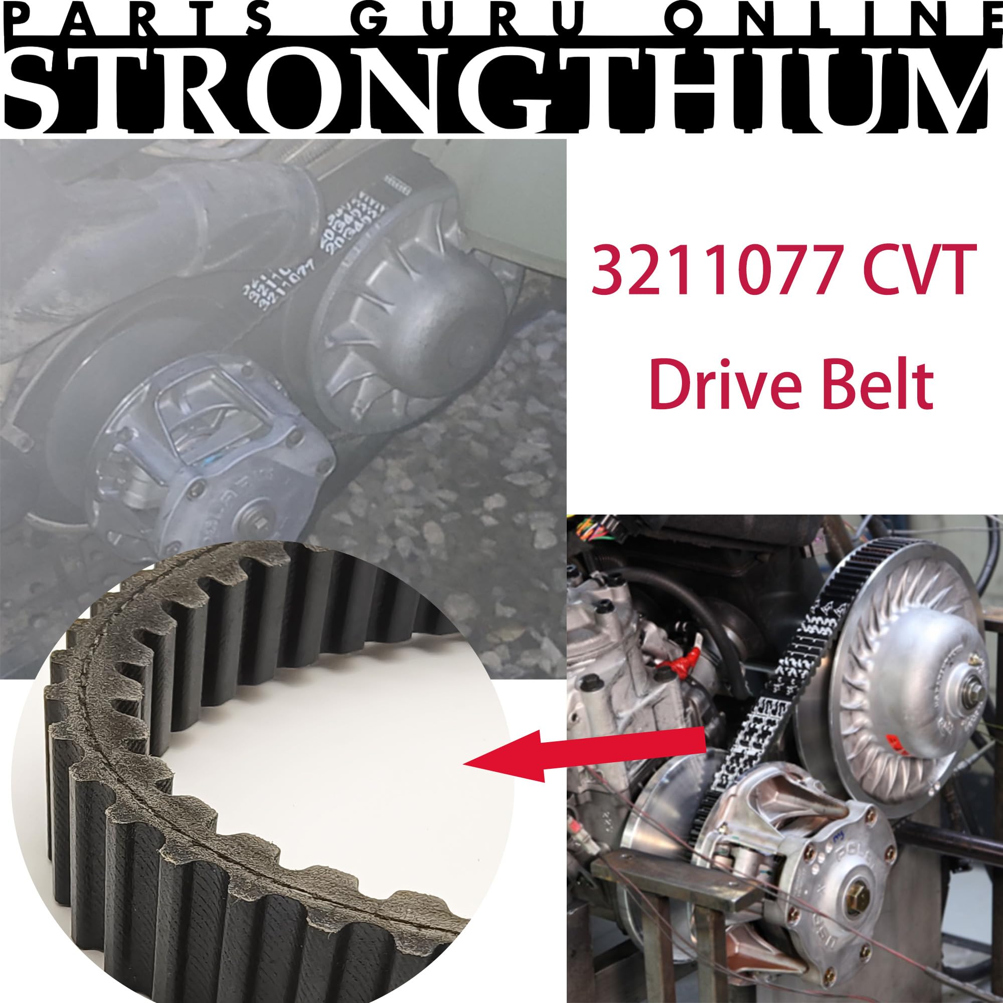 Strongthium belt installed in a Polaris CVT demonstrating secure fit and improved power transfer