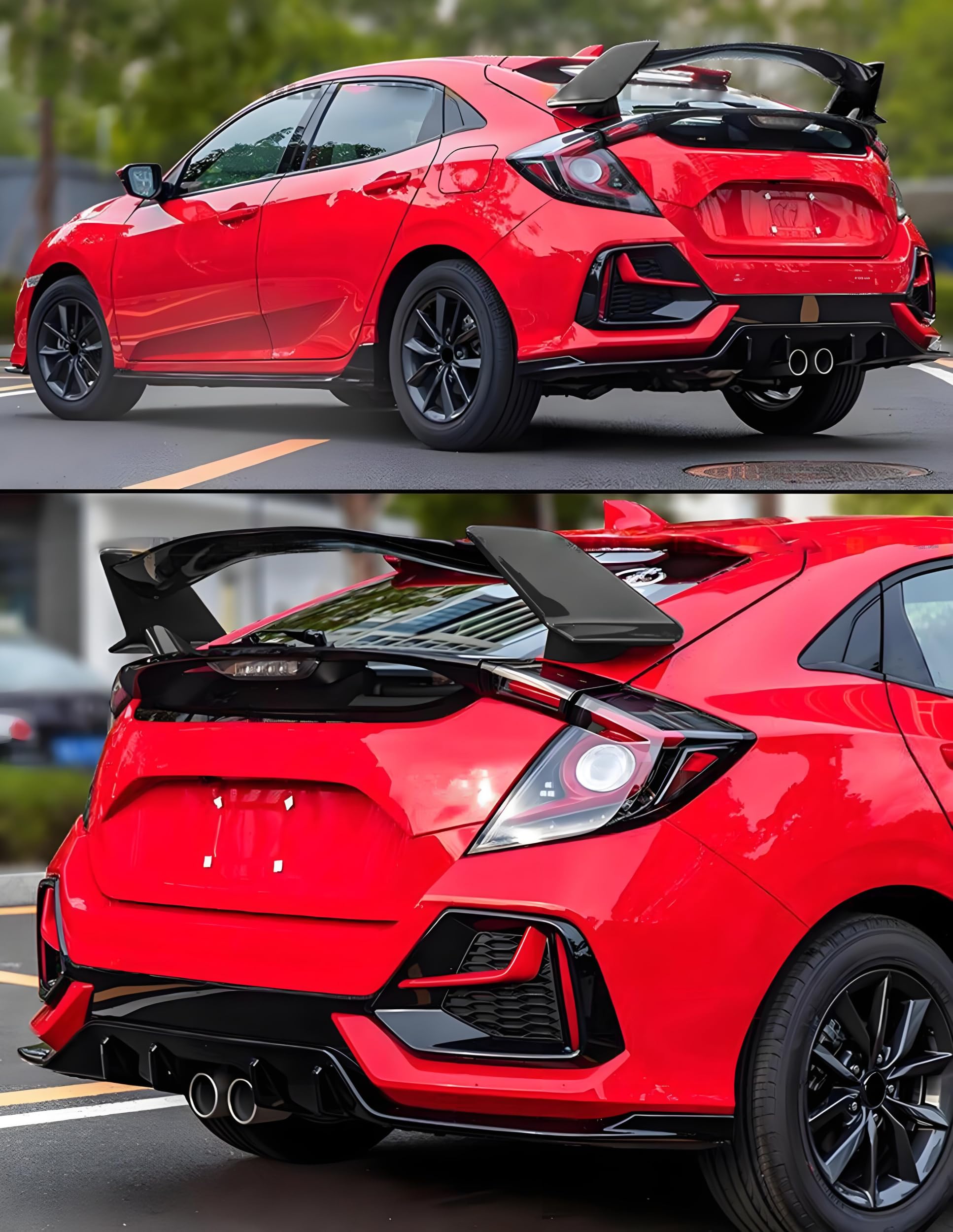 Sts.Ev01 on hatchback in road setting illustrating sporty aesthetic benefit