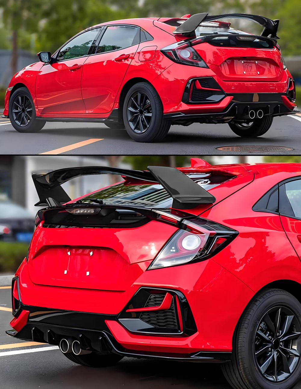 Sts.Ev01 on hatchback in road setting illustrating sporty aesthetic benefit