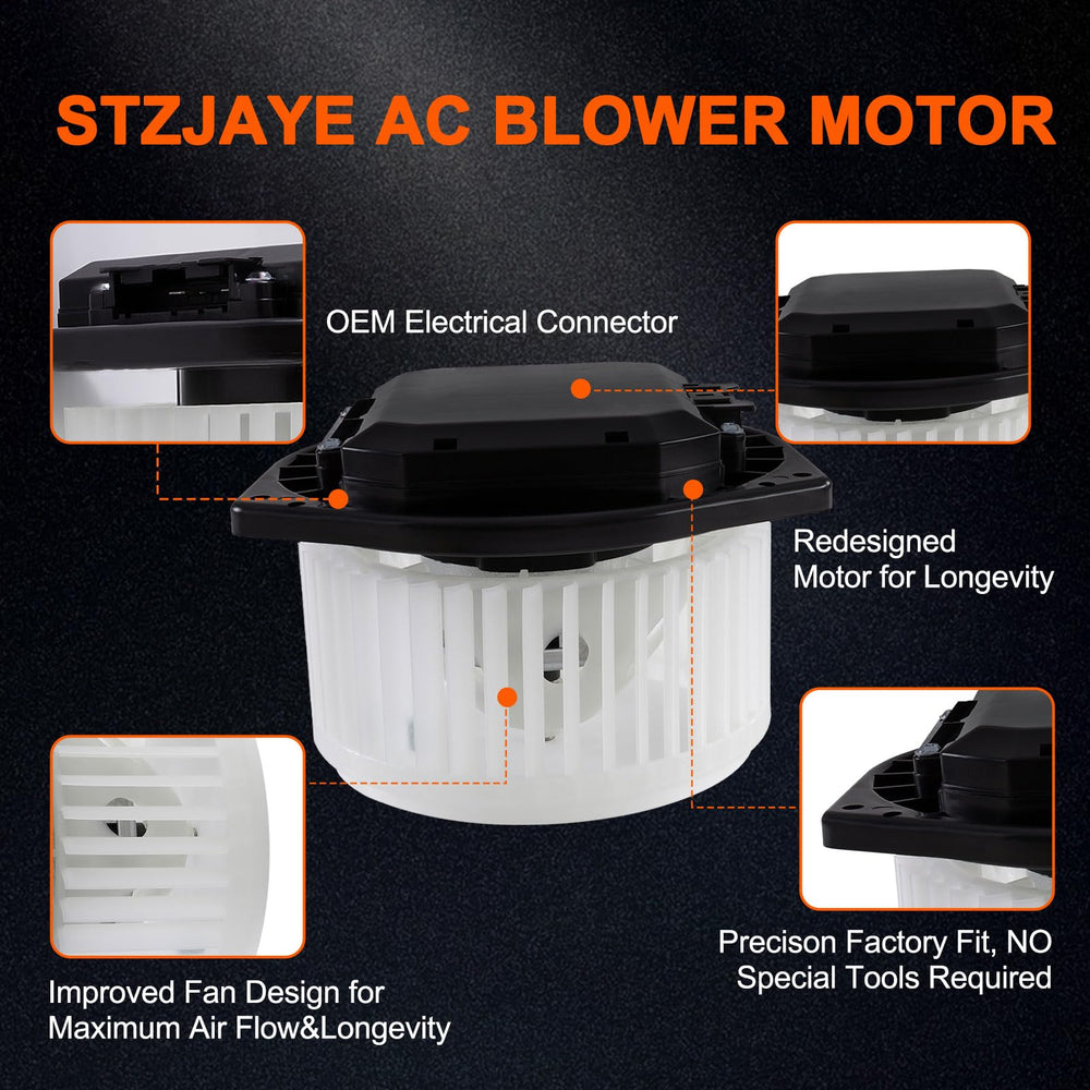 STZJAYE blower motor electrical connector closeup showing plug type for faster installation