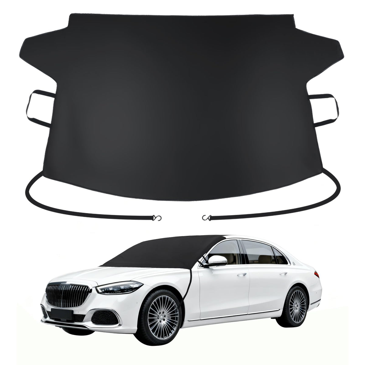 Subody Cldkz front view showing full windshield cover protecting car from snow